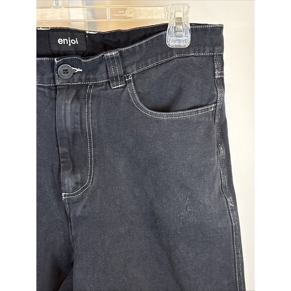 ENJOI Skateboards Jeans Mens Size 34 Black Denim Barrel Leg Baggy Fit Y2K - Picture 5 of 8